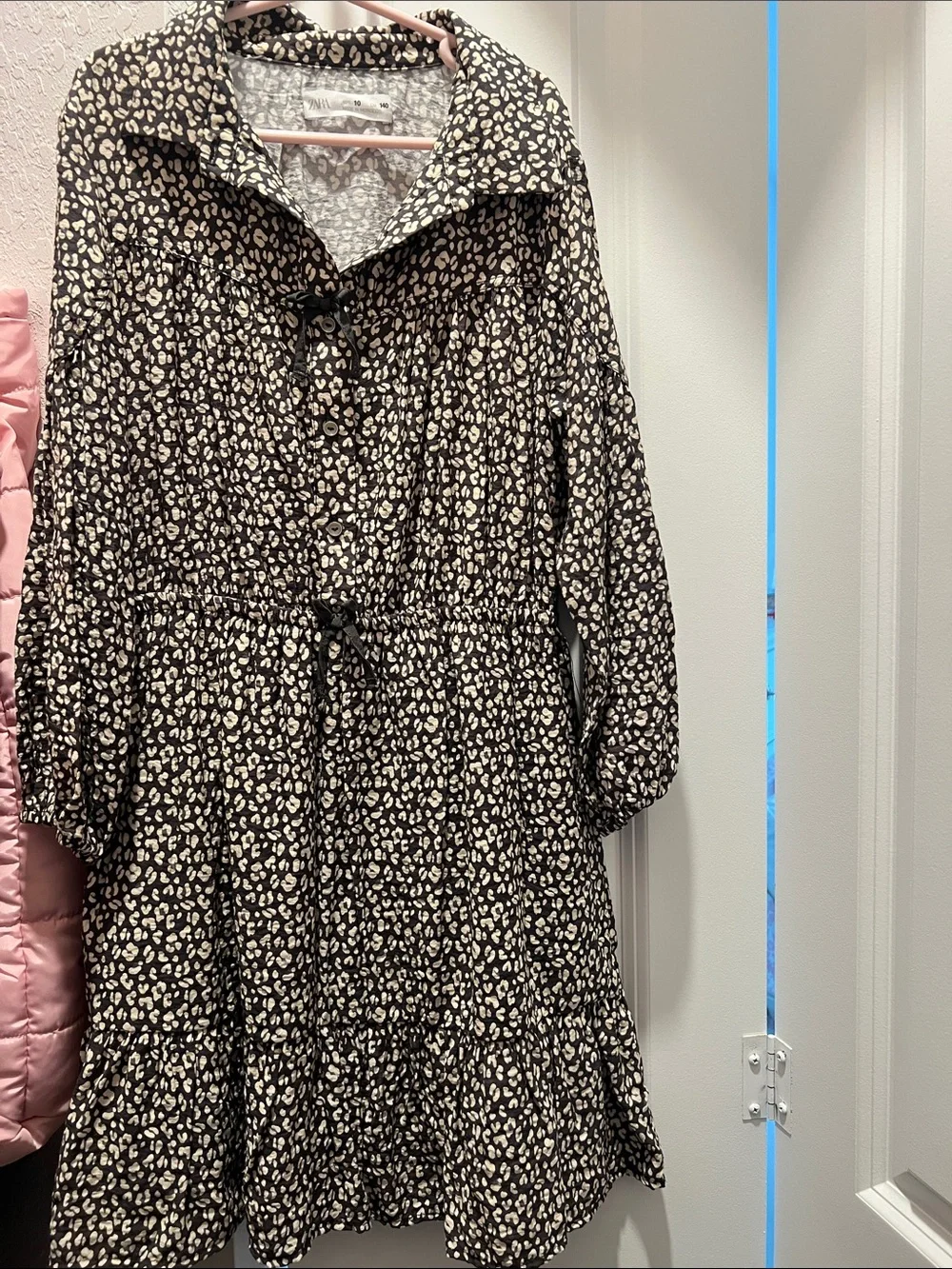 Zara Black and Cream Printed Kids Trench Dress